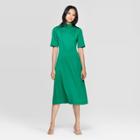 Women's Short Sleeve Cowl Neck Back Tie A Line Midi Dress - Who What Wear Green