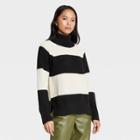 Women's Striped Turtleneck Pullover Sweater - Who What Wear Cream