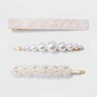 Acrylic White Pearl Bobby Pins 3pc - A New Day Gold