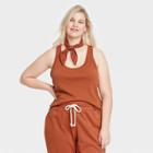 Women's Plus Size Slim Fit Rib Racerback Tank Top - Universal Thread Dark Rust