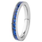 West Coast Jewelry Women's Stainless Steel Ring With Dark Blue Cubic Zirconia Inlay,