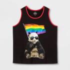 Well Worn Pride Adult Extended Size Panda Flag Gender Inclusive Tank Top - Black