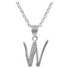 Journee Collection 0.01 Ct. T.w. Round-cut Diamond Pave Set Letter W Pendant Necklace In Sterling Silver - Silver