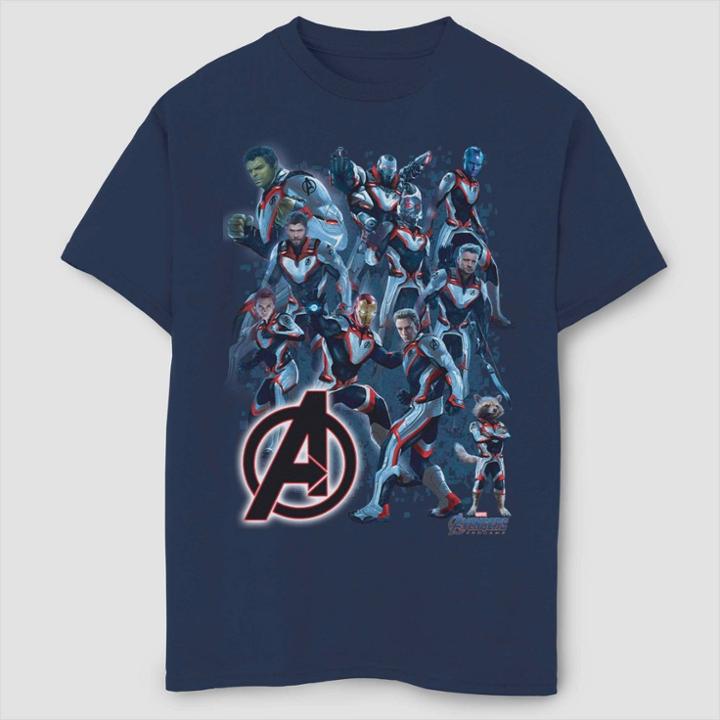 Boys' Marvel Suit Group Short Sleeve T-shirt - Navy