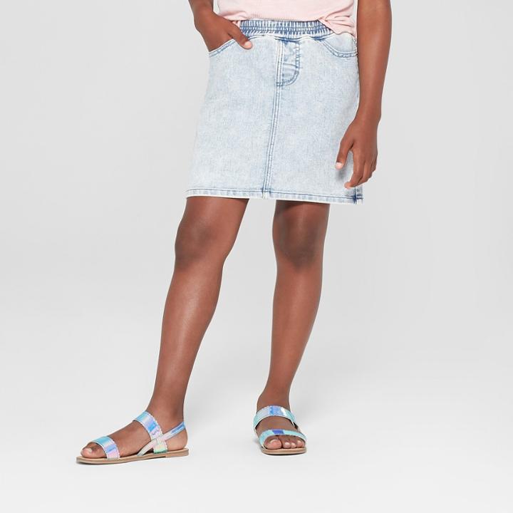 Girls' Pull-on Denim Skirt - Art Class Blue