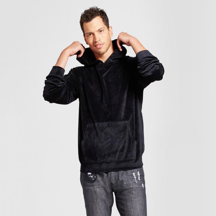 Men's Velour Long Sleeve Hoodie - Jackson Black