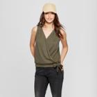 Women's Wrap Front Knot Blouse - Universal Thread Olive (green)