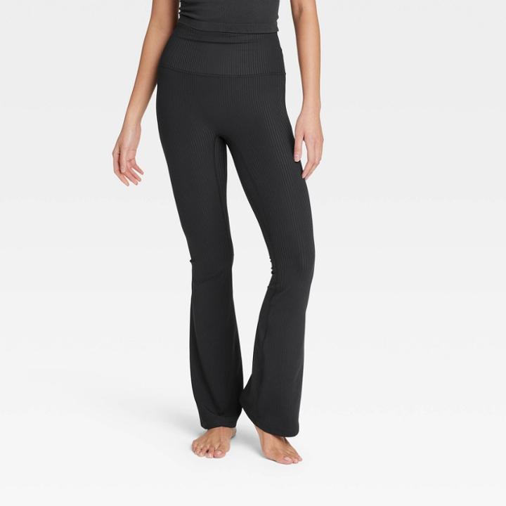 Women's Rib Flare Leggings - All In Motion Black