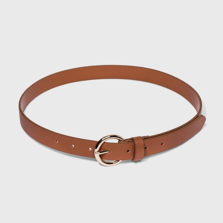 Women's Round Buckle Belt - A New Day Papaya