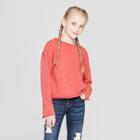 Girls' Raw Edge Pullover - Art Class Brick Red