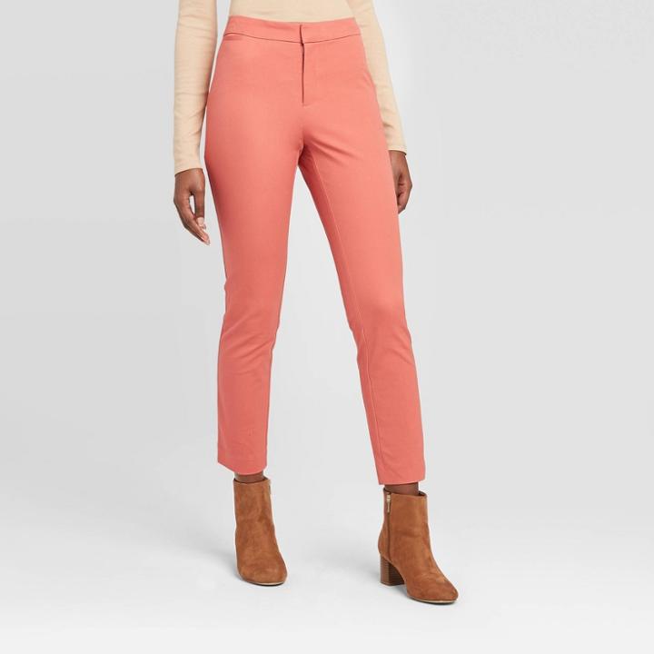Women's High-rise Skinny Ankle Pants - A New Day Coral 0, Women's, Pink