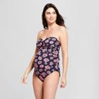 Maternity D/dd Cup Wrap Bandeau One Piece - Isabel Maternity By Ingrid & Isabel Navy Daisy L, Women's, Size: