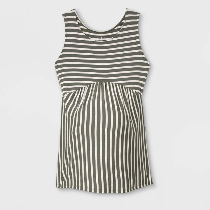 Maternity Striped Knit Tank Top - Isabel Maternity By Ingrid & Isabel Olive Green