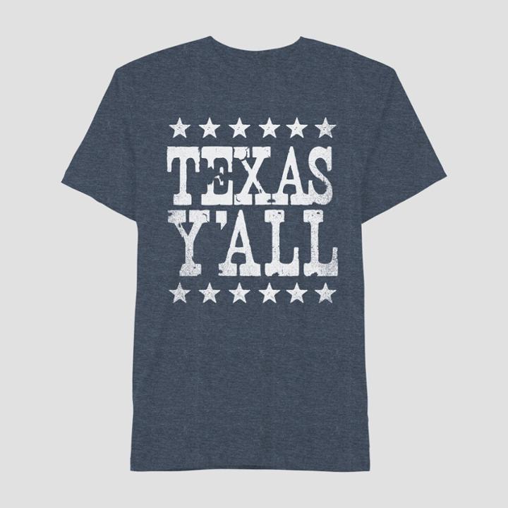 Men's Short Sleeve Texas Ya'll Graphic T-shirt - Awake Navy