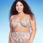 Women's Ribbed Underwire Bralette Bikini Top - Wild Fable Tan Animal Print