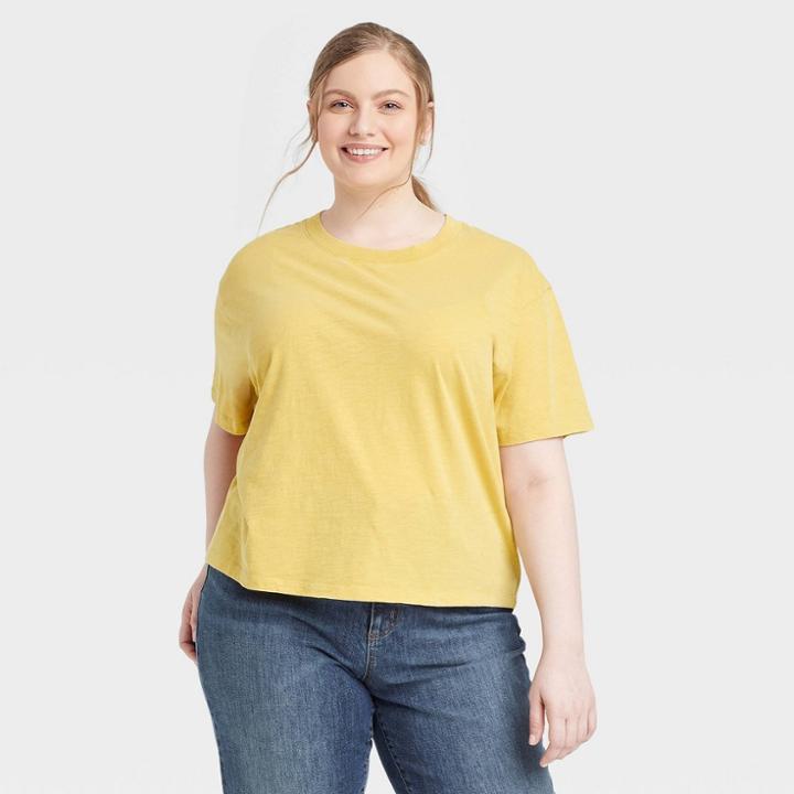 Women's Plus Size Short Sleeve Boxy T-shirt - Universal Thread Yellow