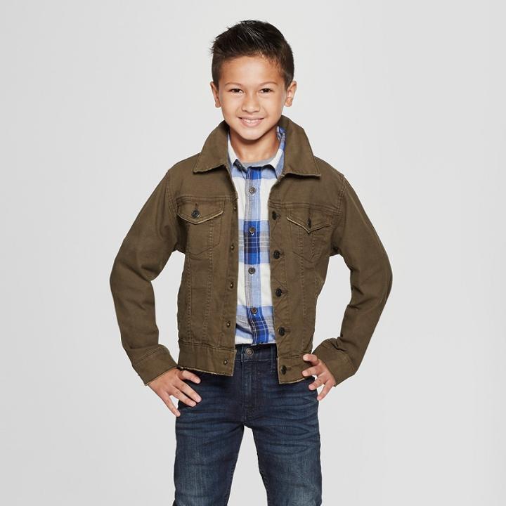 Boys' Long Sleeve Jean Jacket - Cat & Jack Olive Green
