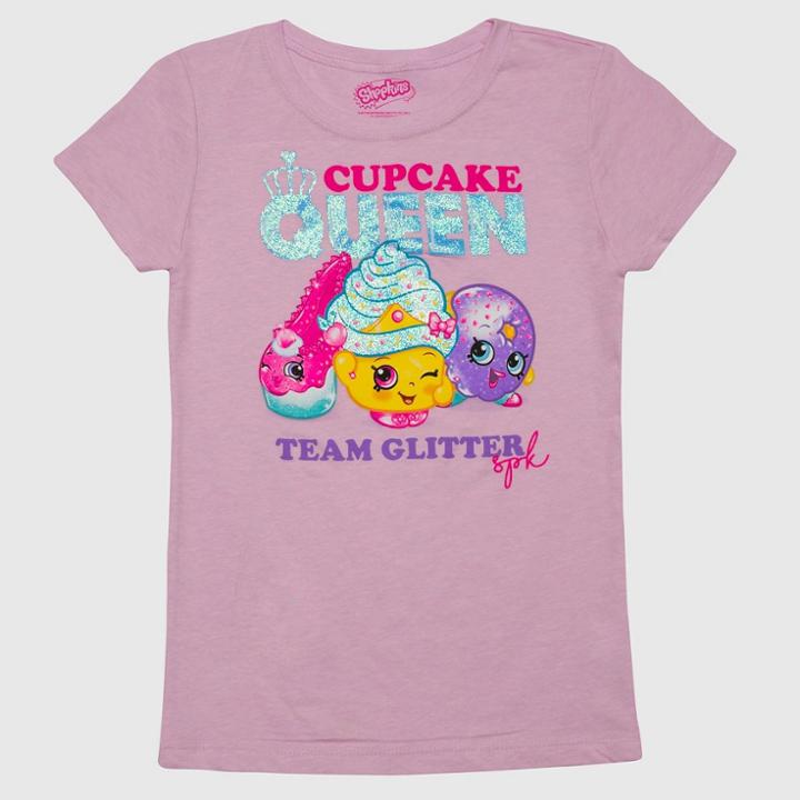 Girls' Shopkins' Cupcake Queen Short Sleeve T-shirt - Pink Xl (14-16), Size: