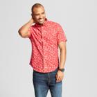 Men's Floral Print Slim Fit Short Sleeve Button-down Shirt - Goodfellow & Co Amaryllis Red