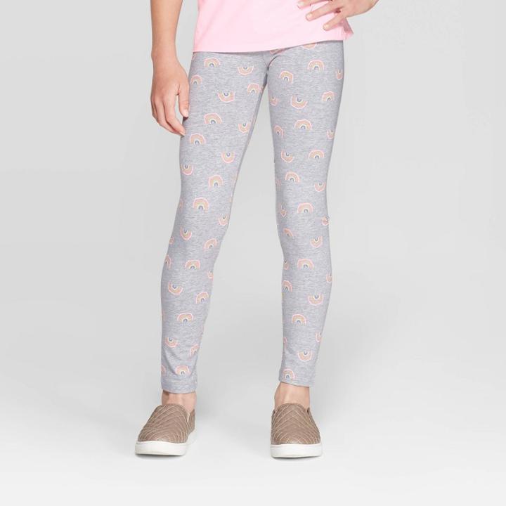 Girls' Rainbow Print Leggings - Cat & Jack Heather Gray