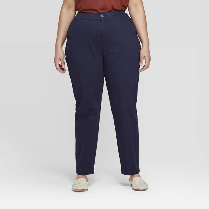 Women's Plus Size Slim Fit Chino Pants - Ava & Viv Navy (blue)