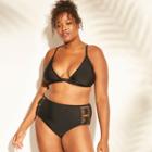 Women's Plus Size Macrame Back Triangle Bikini Top - Xhilaration Black