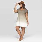 Women's Plus Size Cap Sleeve U-neck T-shirt Dress - Universal Thread Olive