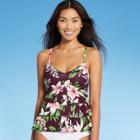 Women's Tiered V-neck Tankini Top - Kona Sol Atlantic Burgundy