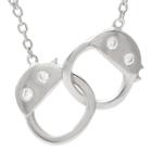 Journee Collection 1/10 Ct. T.w. Round-cut Cz Pave Set Handcuffs Pendant Necklace In Sterling Silver - Silver