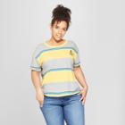 Junk Food Women's Plus Size Striped Atari Meet & Greet Short Sleeve Graphic T-shirt - Yellow