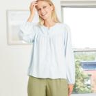 Women's Long Sleeve Button-front Blouse - A New Day Aqua