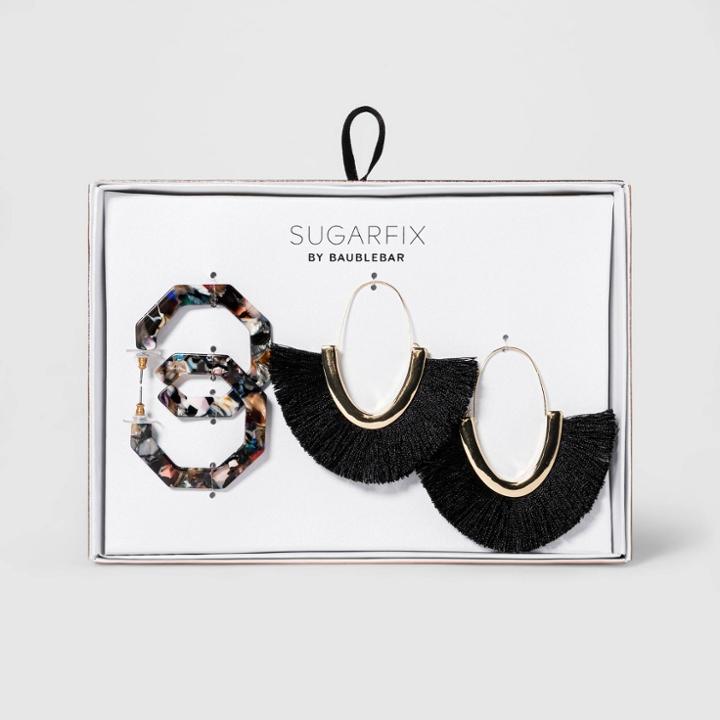 Sugarfix By Baublebar Mixed Media Hoop Earring Gift Set - Black, Women's,