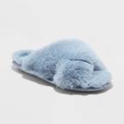 Women's Paris Crossband Fur Slippers - Stars Above Blue