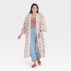 Women's Plus Size Woven Floral Print Duster - Universal Thread Cream One Size, Ivory