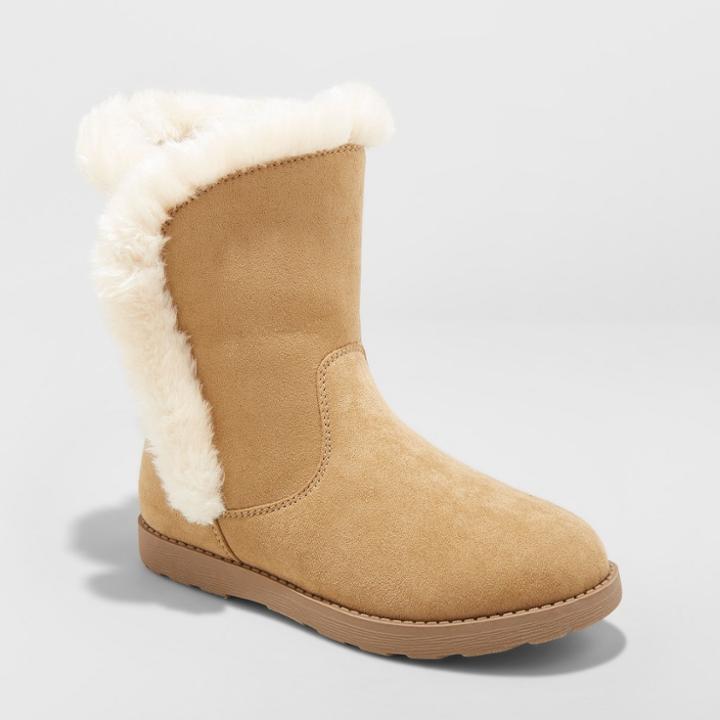 Girls' Hadlee Microsuede Fashion Boots - Cat & Jack Tan
