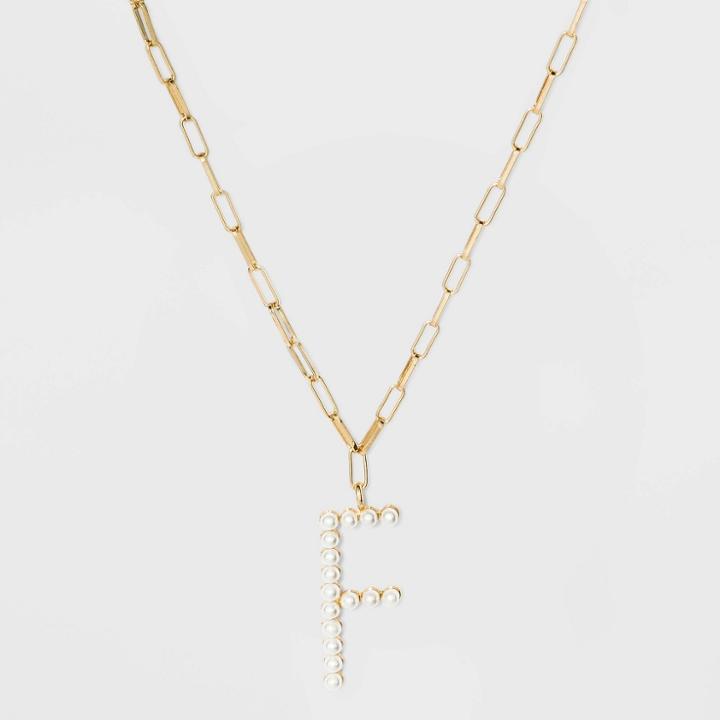 Sugarfix By Baublebar Pearl Initial F Pendant Necklace - Pearl, White