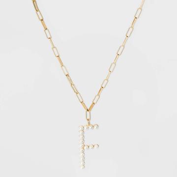 Sugarfix By Baublebar Pearl Initial F Pendant Necklace - Pearl, White