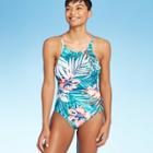Women's High Neck High Coverage One Piece Swimsuit - Kona Sol Floral S, Women's, Size: Small,