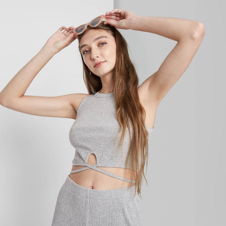 Women's Wrap-tie Tiny Tank Top - Wild Fable Gray