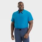 Men's Big & Tall Stretch Woven Polo Shirt - All In Motion Light Navy Blue