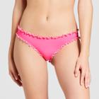 Women's Wave Ruffle Cheeky Bikini Bottom - Shade & Shore Neon Pink