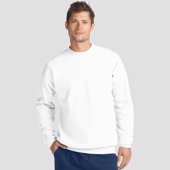 Hanes Men's Ecosmart Fleece Crew Neck Sweatshirt - White