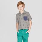 Boys' Short Sleeve All Over Print Slub Knit Polo Shirt - Cat & Jack Gray