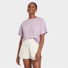 Women's Short Sleeve Boxy T-shirt - Universal Thread Lavender