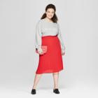 Women's Plus Size Pleated Midi Skirt - A New Day + Vital Voices - Red X