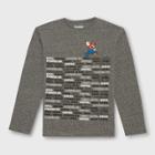 Nintendo Boys' Mario Word Stack Long Sleeve Graphic T-shirt - Heather Gray
