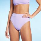 Juniors' Ribbed Cheeky High Leg High Waist Bikini Bottom - Xhilaration Lilac