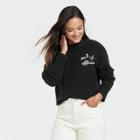 Women's Crewneck Slogan Sweater - A New Day Black