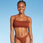 Juniors' Smocked Bralette Bikini Top - Xhilaration Rust D/dd Cup, Red