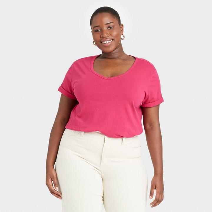 Women's Plus Size V-neck T-shirt - Ava & Viv Rose